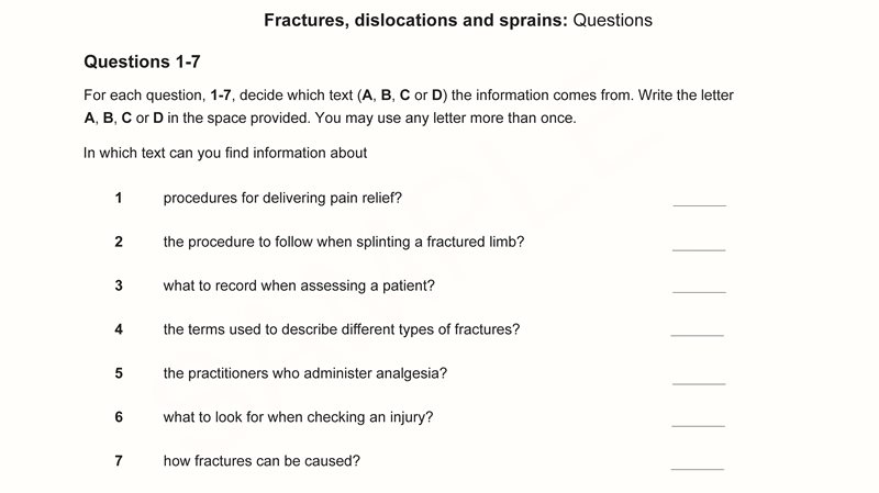 Reading A questions 1-7